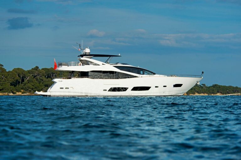 OASIS Sunseeker 28 Metre underway, aerial view, yacht charter French Riviera