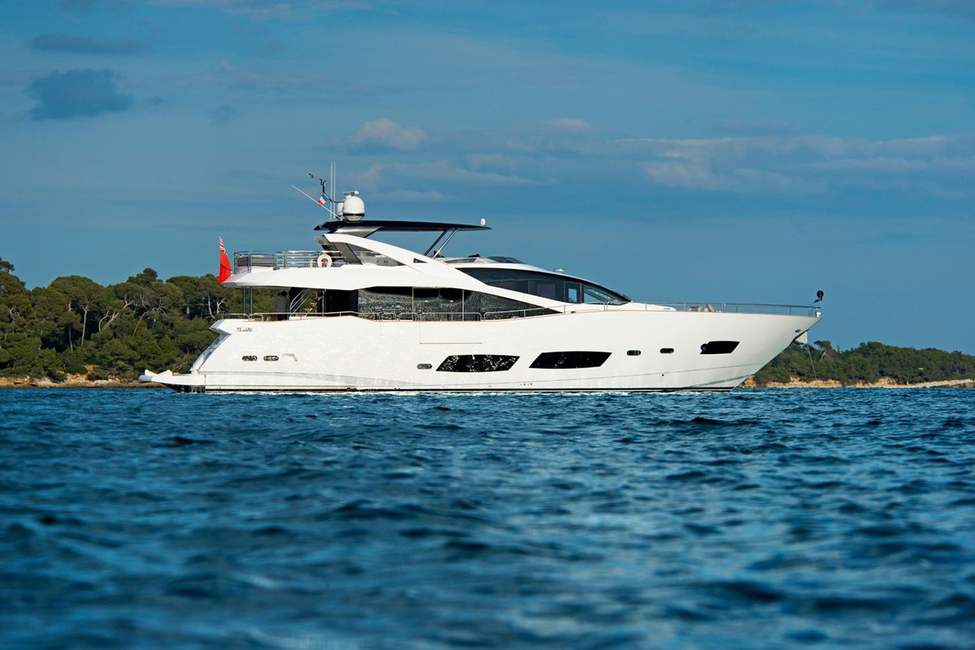 OASIS Sunseeker 28 Metre underway, aerial view, yacht charter French Riviera