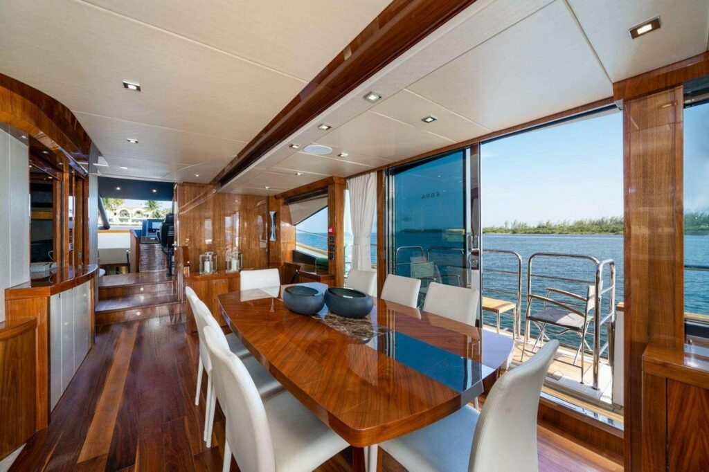OASIS interior dining area, yacht charter French Riviera