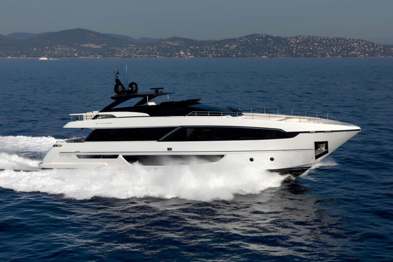RAPH SEVEN II — Riva Corsaro 100 underway at speed, charter Cote d Azur