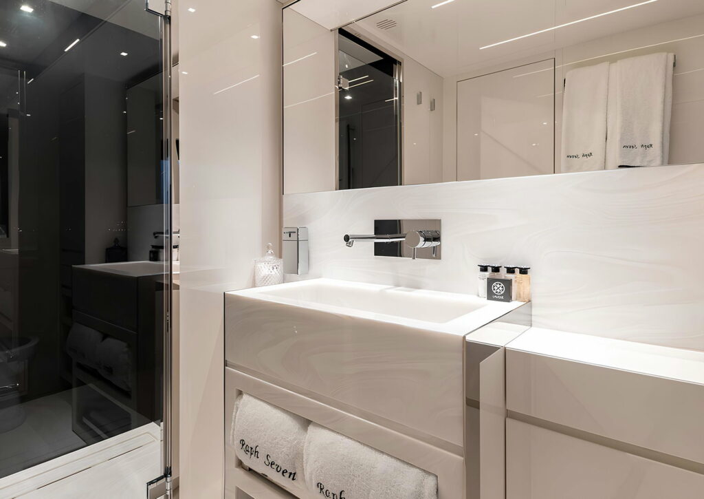 RAPH SEVEN II — guest bathroom detail, charter Cote d Azur